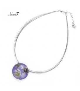 Halsketting met paarse ronde hanger 