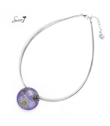 Halsketting met paarse ronde hanger 