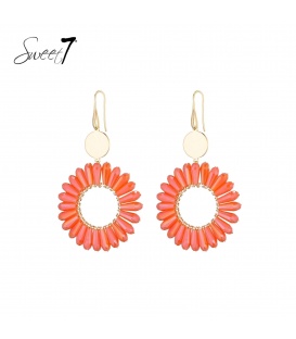 Oorbellen met een mooie rand, ingelegd met oranje steentjes