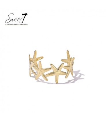 Armband goudkleurig met zee sterren