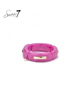 Armband roze schakels en goudkleurige details