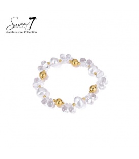 Armband met transparante glas kralen en goudkleurige accenten