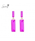 Oorbellen roze met een rechthoekige hanger