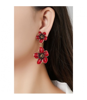 Oorclips blauw luxe stijl met twee bloemen