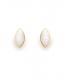 Oorclips met ovale witte steen en goudkleurige rand