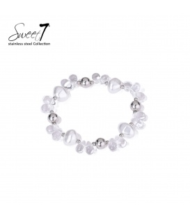 Armband zilverkleurig met glas kralen 