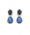 Oorclips blauw met goudkleurige accenten