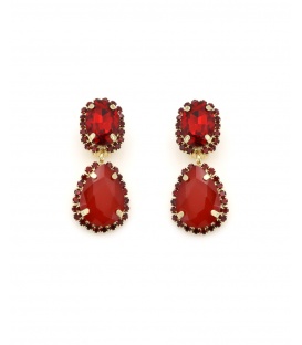 Blauwe oorclips met grote strass stenen