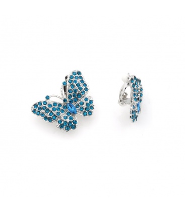 Oorclips in vorm van een vlinder bezet heldere strass
