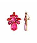 Oorclips met rode en roze kristallen 