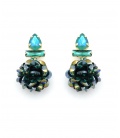 Oorclips met turquoise kristallen en glanzende pailletten