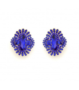 Oorclips blauw met fonkelende steentjes