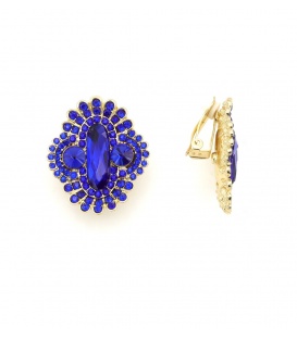 Oorclips blauw met fonkelende steentjes