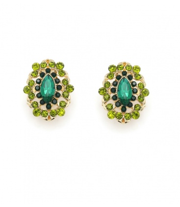 Prachtige bruine oorclips met glas steentjes in een goudkleurige setting