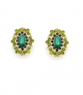 Oorclips met groene kristallen in goudkleurige setting