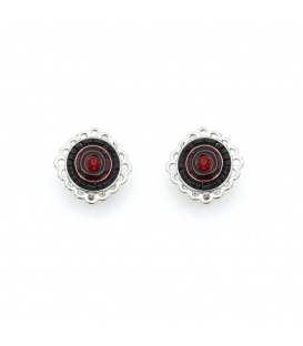 Oorclips in vierkant design met rode accenten