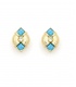 Oorclips goudkleurig met turquoise stenen en kristal steentje