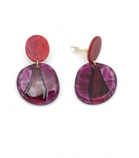 Oorclips blauw en roze met vlakken design