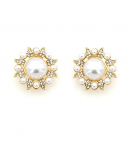 Oorclips met acryl parels en fonkelende strass steentjes