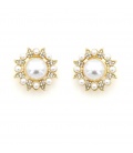 Oorclips met acryl parels en fonkelende strass steentjes