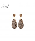 Oorbellen met bruine steen en stijlvolle dieren print hanger