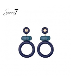 Oorbellen met blauwe hanger met een licht blauwe detail