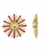 Oorclips met paars en goudkleurig bloemdesign.