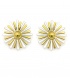 Oorclips met goudkleurig en witte bloem blaadjes
