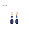 Oorclips Blauw met Goudkleurige knop en strass steentje
