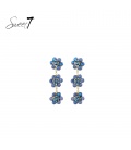 Oorbellen met drie blauwe bloemen en facetkralen