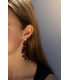 Oorbellen bordeaux rood met bloemen glas kralen en goudkleurige top
