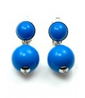 Oorclips met blauwe bolvormige hanger