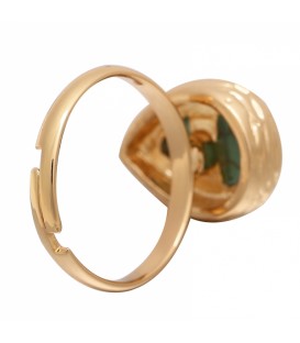 Betoverende goudkleurige ring met blauwe druppelsteen | Ringmaat 17 mm 