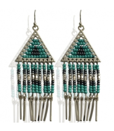 Blauwe oorbellen Ibiza style met kleine kraaltjes