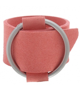 Armband van breed roze kunstleer met metalen riemgesp