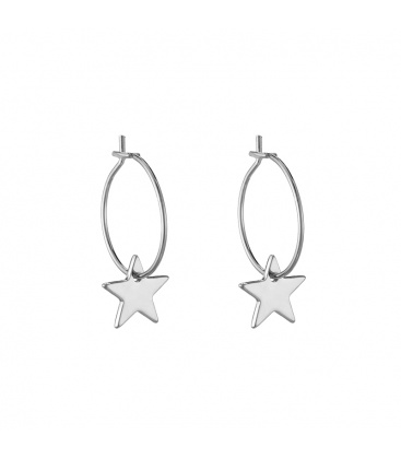 Zilverkleurige trendy gold plated oorbellen met als hanger een ster