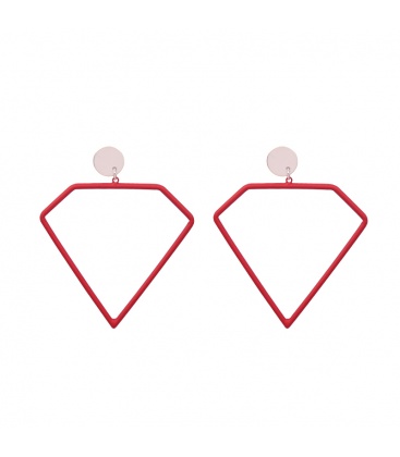 Trendy rode oorbellen met een zilverkleurig oorstukje