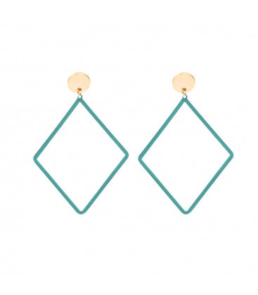 Oorbelllen met dunne groene ruitvormige metalen